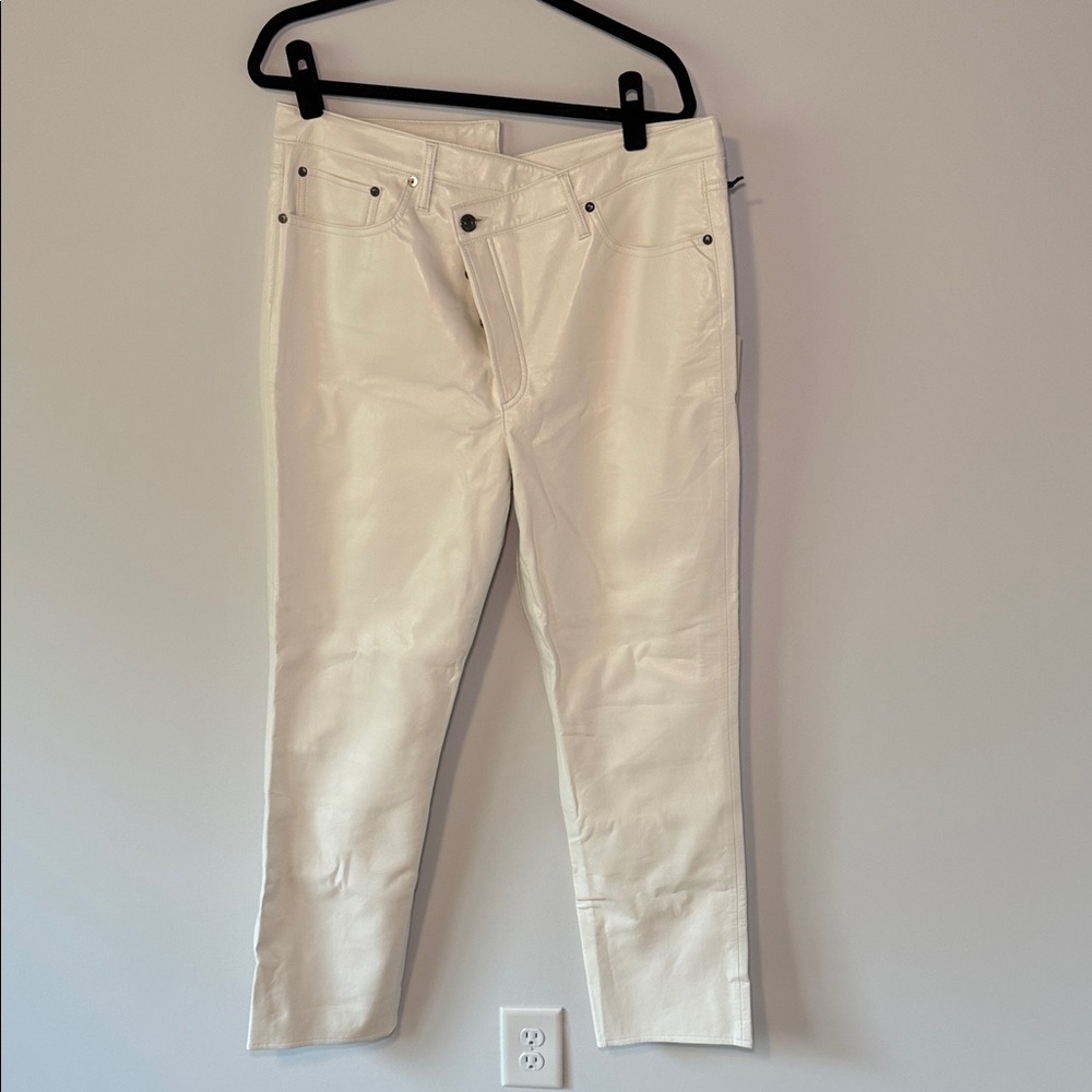 Agolde Women's Off-White Recycled Leather Asymmetrical Pants